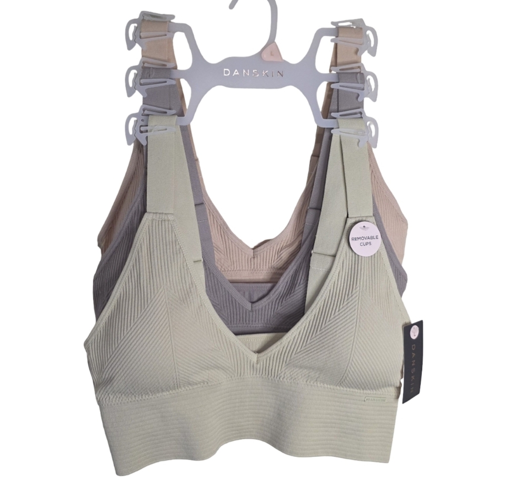 Danskin 3pk Bras Bralettes Active Lounge Athletic Sports Size Large New